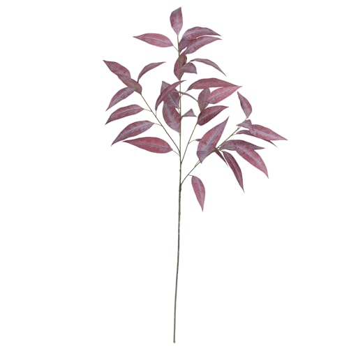 Briful Faux Fall Stems Eucalyptus Stems Artificial Branches for Vase Set of 3 Fake Burgundy Stems Sprays for Home Decor Indoor Party Wedding - color: Burgundy#073