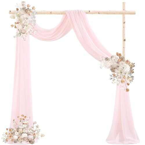 DeZerlor Wedding Arch Draping Fabric 29" x 20 FT Drapes for Backdrop Sheer Curtains for Romantic Bridal Baby Shower Decorations Ceremony Birthday Party Outdoor Events, Blush - color: Blushing Pink
