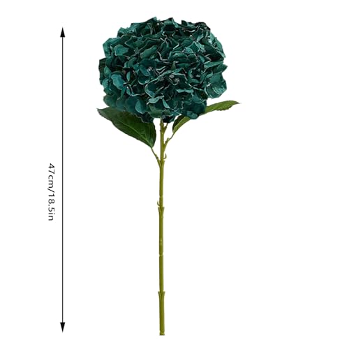 8Pcs Emerald Green Fake Flowers Silk Hydrangea Artificial Flowers Bouquets Faux Hydrangea Stems for Home Table Centerpieces Wedding Party Decoration - color: Emerald Green