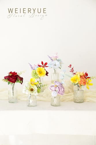 Artificial Flower Box Set Silk Fake Flowers DIY Center Cake Decoration Wedding Bouquet Corsage Home Decor Outdoor Decor Gift (Small Rainbow Flower) - color: Small Rainbow Flower