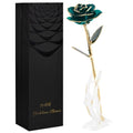 SW Gold Dipped Rose Real 24K Deep Green Rose Romantic Mom Gifts for Women Flower Love Romantic - color: Colorful