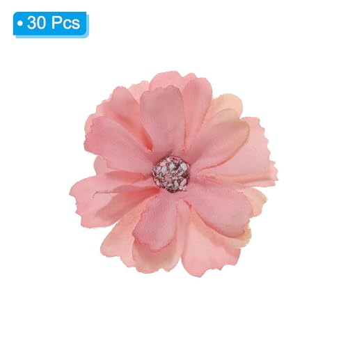 PATIKIL Fake Flower Heads for Crafts, 30 Pcs Faux Flower Bulk Mini Artificial Silk Flowers Embellishments Cherry Blossom for Wreath Wedding Party Decoration, Rose Red - color: Rose Red