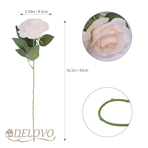 52pcs Champagne Roses Artificial Flowers Fake Flowers Silk Roses with Stems for DIY Wedding Bouquets Bridal Shower Centerpieces Arrangements Party Decorations - color: Champagne