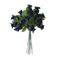 GiftWrap Etc. Navy Blue Artificial Silk Flower Roses - 12 Mini Bouquets of 12 Rosebuds, 144 Rosebuds Total, 4th of July, America 250, Wedding, Reception, Anniversary, Favors, Wreath, Bridal Shower - color: Navy Blue