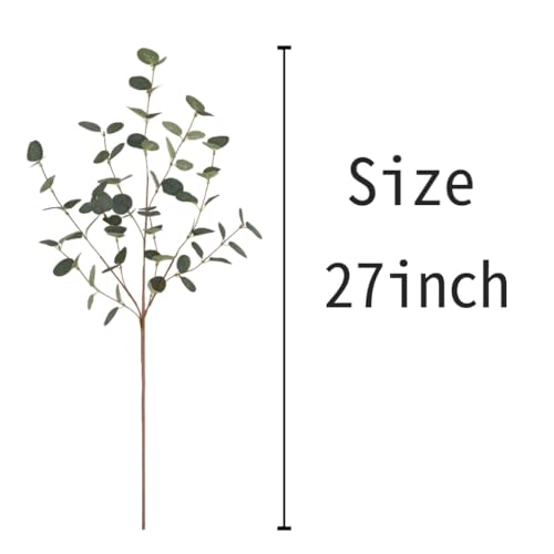 6 Pcs 27" Eucalyptus Stems Greenery Stems Eucalyptus Leaf Spray in Green Silk Plastic Plants Floral Artificial Plants for Home Party Wedding Decoration(Dark Green) - color: Dark Green - 6 Pcs