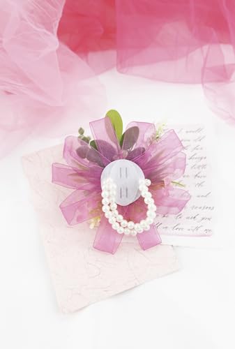 Pink Corsage and Boutonniere Set, Corsage Wristlet for Women and Boutonniere for Wedding Prom Homecoming, Artificial Rose Flowers Boutonniere and Wrist Corsage - color: Pink
