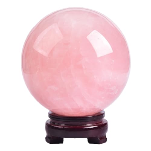 Large Rose Quartz Crystal Sphere Natural Pink Healing Crystal Ball with Stand Meditation Decorative Balls Home Decor 120-130mm/4.7-5.1" - color: Rose Quartz, size: 120-130mm/4.7-5.1"