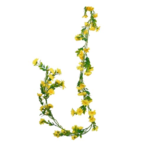 6.5Ft Spring Flower Garland Artificial Wildflower Vines for Bedroom, Cute Yellow Fake Hanging Flower Vines Floral Garland Decorations for Wedding Party Wall Room Backdrop Decor Aesthetic - color: Yellow