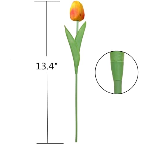 PU Real Touch Tulips Artificial Flowers 30 Pcs Fake Flowers Arrangement Bouquet for Home Office Wedding Decoration (Orange) - color: Orange 30pcs