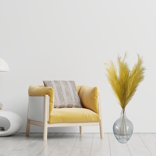 RyddeligHome Gold Pampas Grass Decor Living Room Holiday Decor, Home Accent Decor, Gold Feathers Floral Picks, Faux Pampas Grass Tall Large Fluffy, 3 Stems x 115cm/45in