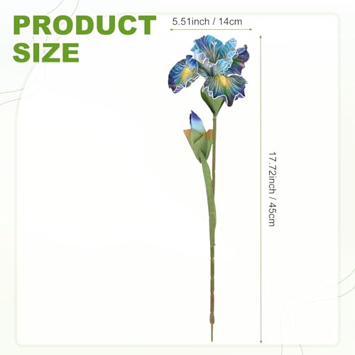 M METERXITY 1-Pack Blue Artificial Iris Flowers with Flower Bud,17.7 Inch Faux Iris PU Bouquets Real Touch Faux Flowers for Home/Wedding/Christmas/Party - color: Blue