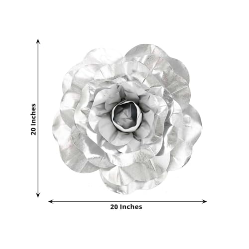 Efavormart Huge 3D Foam Roses for Wall Decor - 2 Pack 20” Silver Real Feel Artificial Flowers, Event Backdrop Props - color: Silver, size: 20 Inch (2 Pack)
