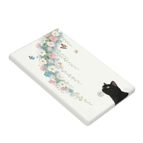 Decorative Art Light Switch Covers Black Cat Hanging Blooms 1 Gang No Device Blank Switchplate Electrical Faceplate for Home Decor - color: Black Cat Hanging Blooms, size: No Blank 1-Gang / 5 x 3 IN
