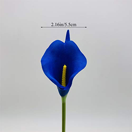 Crafjie 22pcs 13.4 Inch Lataex Real Touch Artificial Calla Lily Flowers, for Home Decor for Spring Flowers, Home Kitchen, Wedding Decorations, and centerpieces.（Navy Blue） - color: Navy Blue