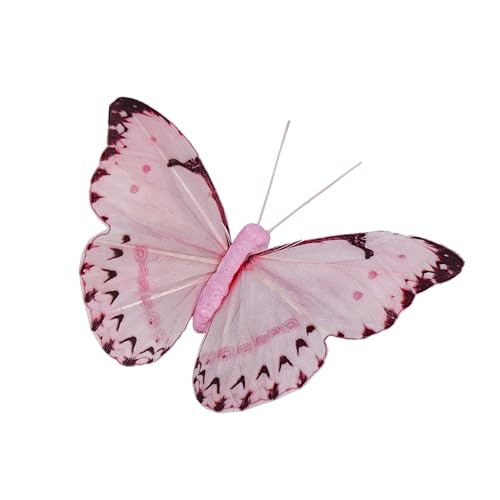 Cartanfill- Artificial Feather Simulation Butterfly Party Decoration Set, a Set of 12 Pieces with Clips, Used for Home Decoration in 12 Colors.… (C Clip) - color: C Clip