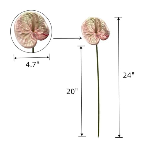 Corkwaw 8 Pcs 23-5/8 inch Artificial Anthurium Flowers Real Touch Fake Flower for Table Centerpieces Arrangement and Bridal Wedding Festival Decor Flower Arrangement (Yellow) - color: Yellow