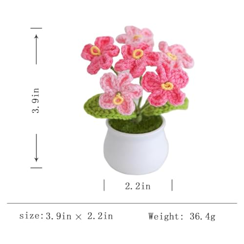 Artificial Crochet Flowers, Handmade Knit Floral Arrangements for Home Decor, Wedding Bouquet Centerpiece Gift for Mother’s Day, Birthday, Anniversary, Kitchen, Office Desk (Gradient Pink-A) - color: Gradient Pink-a