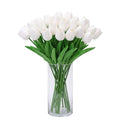 20pcs White Tulips Artificial Flowers Flores Artificiales para Decoracion,Real Touch Fake Tulips for Mother's Day Thanksgiving Easter and Christmas Decorations Wedding Office Home Decor