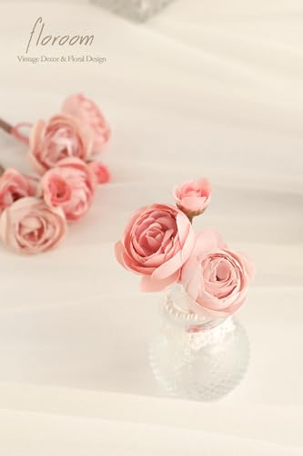 Floroom Ranunculus Artificial Flowers 18 Pcs Dusty Rose Faux Silk Mini Ranunculus Bulk Fake Wedding Filler Flowers for DIY Bouquets, Centerpieces, Bridal Shower Decorations & Arrangements - color: Dusty Rose