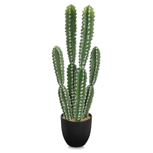 DILATATA Tall Fake Cactus Plant 27.5 inch Large Artificial Cactus Tree 'Candelabra Cactus' Faux Cactus Desert Plants Big Fake Cacti for Home Garden Office Decor - color: Pilosocereus Robinii