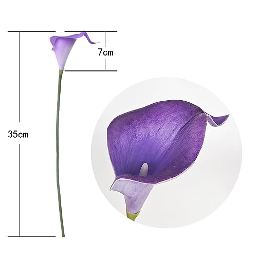 Letjolt Purple Calla Lily Artificial Flowers 20 Pieces Bouquet | Wedding Bouquet, Bride Shower Gift, Home Decoration, Faux Calla Lilies - color: Purple