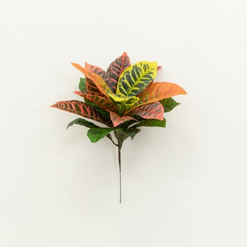 Nearly Natural 17” Garden Croton Artificial (Real Touch) (Set of 6) Silk Plants, Multi