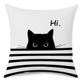 Fokongna Hi Cute Black Cat PatternPillow Covers for Couch Home Bedroom Living Room 18 x 18 Inch Pillow Covers - color: Hi Cat