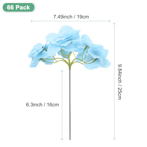 M METERXITY 66-Pack Silk Hydrangea Flowers, Artificial Flowers Heads with 66pcs Stems, Full Hydrangea Flowers for Home Decor/Wedding/Christmas/DIY/Party/Garden [Sky Blue] - color: Sky Blue