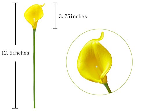DuHouse 20Pcs Artificial Calla Lily Flower Real Touch Latex Flowers for DIY Wedding Bouquet Party Home Decor (Yellow) - color: Yellow, size: 20pcs