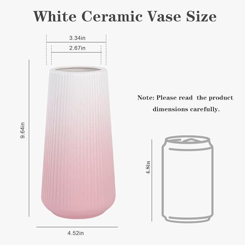 Gradient Pink Ceramic Vase, GUKJOB Cute Flower Vase for Pampas Grass, Home, Living Room, Dining Table, Farmhouse, Office Decor, Bedroom, Table, and Kitchen Shelf (XL Gradient Pink) - color: XL Gradient Pink