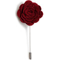 Flairs New York Gentleman's Essentials Premium Handmade Flower Lapel Pin Boutonniere - color: [Wool Fabric] Burgundy Red