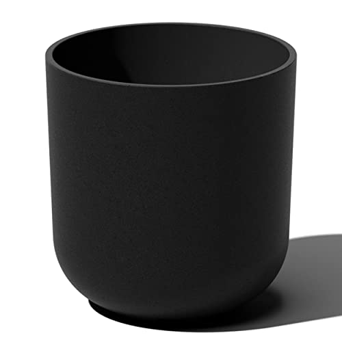 Veradek Mason Series Lima Planter - Round Planter for Indoor or Outdoor Porch/Garden | Made from Plastic-Stone Composite with Drainage Holes | Modern Décor for Succulents, Flowers, Small Plants - color: Black, size: 10 inches