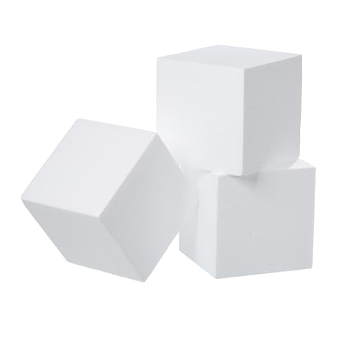 Crafare 3 Pack Craft Foam Blocks 5x5x5 Inch Polystyrene Square Foam Cubes for Arts School Projects Sculptures Floral Arrangements Modeling and Centerpieces - size: 5x5x5in 3pcs