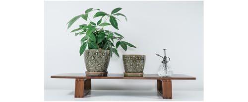 Docrin Dark Green Ceramic Planter Set - 6.6"+5.5" Indoor Outdoor Pots with Drainage Holes & Saucers for Home Office Decor - color: Dark Green