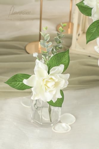 Floroom Artificial Gardenia Flowers 2.7" 25pcs Real Looking Ivory Foam Fake Flowers with Stems for DIY Wedding Bouquets Bridal Shower Centerpieces Floral Arrangements Party Tables Home Decorations - color: Ivory