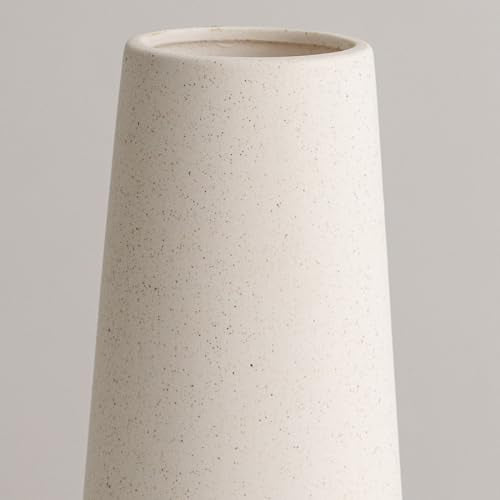 White Ceramic Vase - 10 Inch Rustic Table Vase for Centerpieces and Home Office Decor - Creamy White - color: Creamy White, size: Large: 10 inches