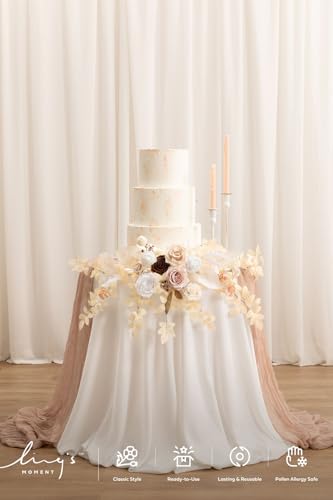 Ling's Moment Wedding Artificial Welcome Sign Flowers Swag Arch Floral Garland Decorations White Beige Pink Ceremony Reception Entrance Entryway Party Banquets Easel Wall Home Outdoor(NOT Include Sign - color: White & Beige & Blush