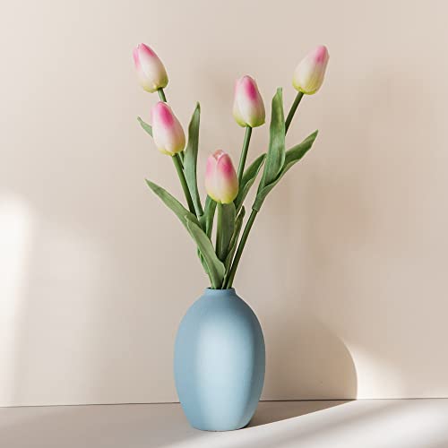 30 pcs Real-Touch Artificial Tulip Flowers Home Wedding Party Decor (Dark Pink) - color: Dark Pink