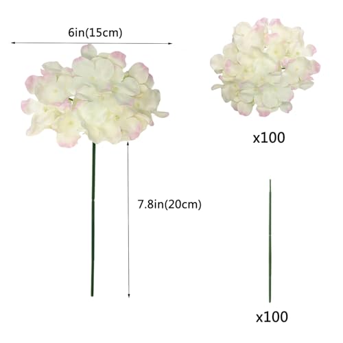 WEISPARK 100PCS Artificial Hydrangea Flowers, Fake Flowers Silk Hydrangea Full Flowers Heads with Stems for Wedding Home Party Shop Baby Shower Decor (Ivory Pink) - color: Ivory Pink