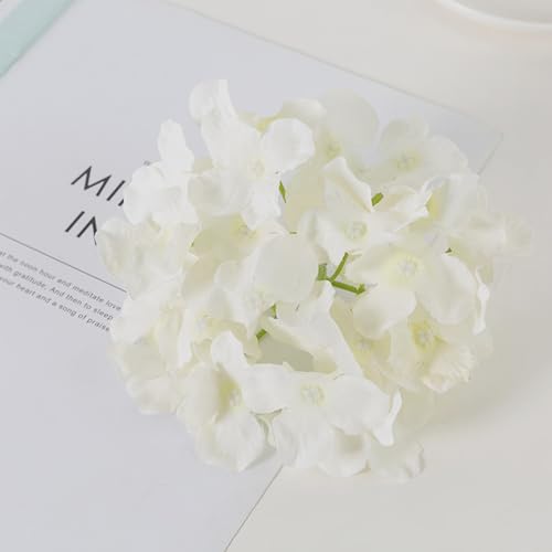 HinyoCo 32 Pcs Silk Hydrangea Artificial Flowers Hydrangea Heads No Stems, Used for Home Wedding Party Decoration (Ivory) - color: Ivory