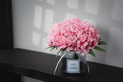 XIAYAN Artificial Flower and Glass Bottle Set, Isn Style, Suitable for Living Room, Dining Table, Office, Wedding, Hotel Banquet and Family Decoration. (Pink Purple) - color: Pink Purple