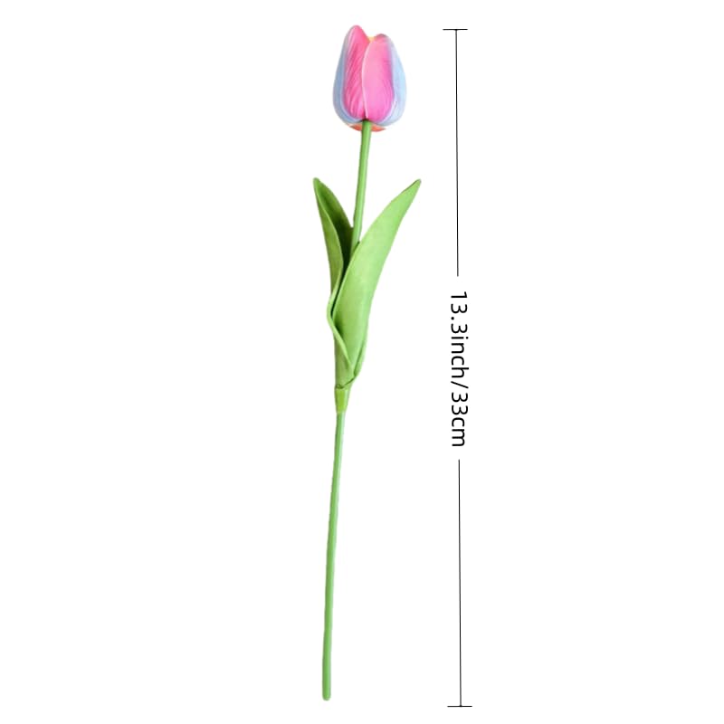 Artificial Flowers Tulips Fake Flowers Real Touch Latex Tulips Faux Flowers Bouquet for Wedding Party Arrangements Home Decor and Baby Shower Centerpieces (10, Colorful) - color: Colorful