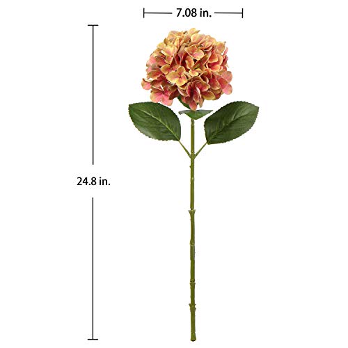 DILATATA Fake Hydrangeas Real Touch Hydrangea Flowers 26" Large Artificial Hydrangea Flowers Silk Hydrangea for Wedding Bouquet, Home, Party - color: Yellow Peach #3, size: 3PCS