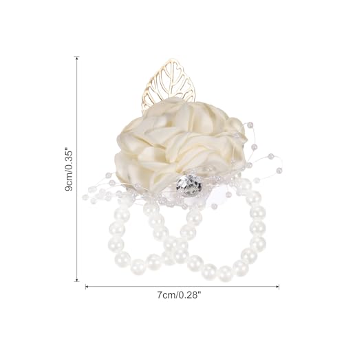 MECCANIXITY Wrist Corsage Artificial Flower Bracelets Pack of 1 Rose Wrist Bride Groom Decorative for Wedding Ceremony Prom Party Anniversary, 9x7cm Light Yellow - color: Light Yellow