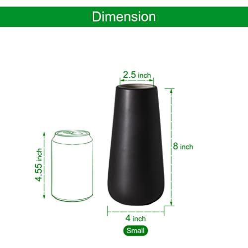 D'vine Dev 8 Inch Ceramic Flower Vase Matte Finishing, Minimalist Design for Home Décor, Bedroom, Living Room, Centerpieces, Office, Ebony Black, VS-XH-E-1 - color: Ebony Black, size: 8 Inch