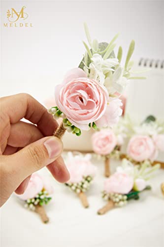 Pink Boutonnieres for Men 6Pcs Faux Silk Wedding Prom Groom | Faux Pink Boutonniere for Wedding Prom Homecoming Anniversary Formal Dinner Party Engagement Graduation Gift Groom Best Man - color: Pink3# Boutonniere(6 Piece)