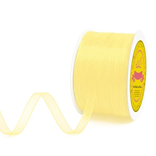 Ivory Organza Ribbon 1/4 inch x 200 Yards Sheer Chiffon Ribbon for Gift Wrapping Wedding Invitations Party Decoration Bridal Bouquets Crafts - color: Ivory, size: 1/4" X 200 Yards