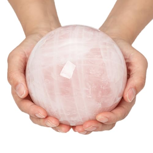 Large Rose Quartz Crystal Sphere Natural Pink Healing Crystal Ball with Stand Meditation Decorative Balls Home Decor 110-120mm/4.3-4.7" - color: Rose Quartz, size: 4.3 - 4.7 inches