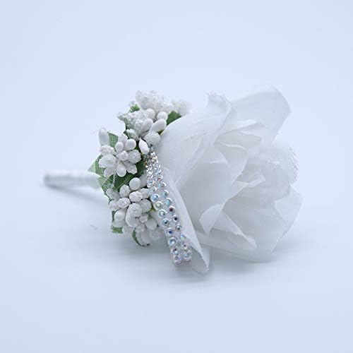 2 PCS Wedding Boutonniere Groom Groomsman Corsage Rose Silk Flower Suit for Wedding Prom Homecoming White - color: White