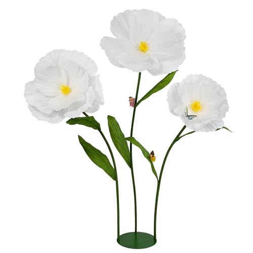 5.8 Ft Giant Artificial Flowers,Large Paper Flower,Huge Poppy Flowers Decoration for Wedding,Hotel,Office,Window Display and Home Farmhouse Decor(White) - color: White